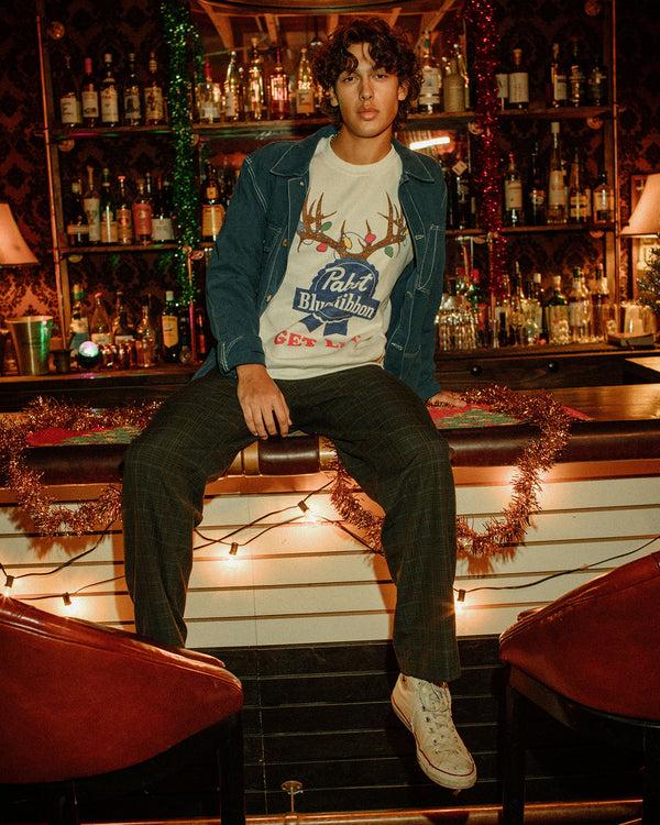 Junk Food Clothing Pabst Holiday Lights Flea Market Fleece White