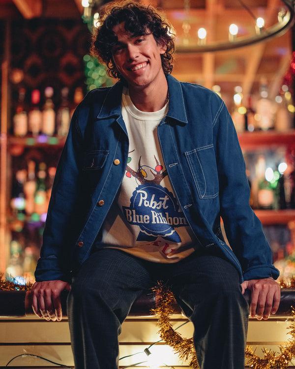 Junk Food Clothing Pabst Holiday Lights Flea Market Fleece White