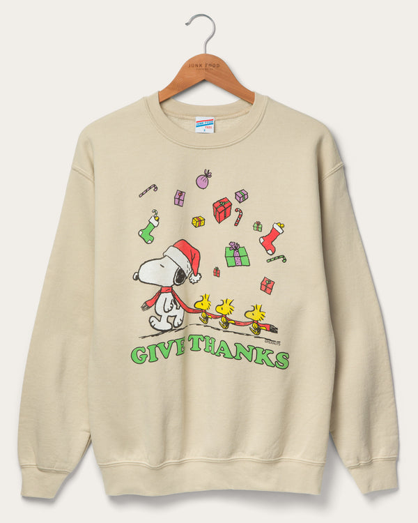 junk food clothing Peanuts Give Thanks Flea Market Fleece Sand