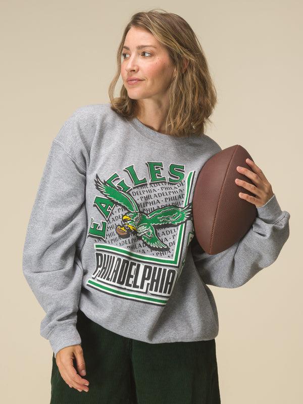 Junk Food Clothing Philadelphia Eagles Backfield Crew Fleece Heather Grey