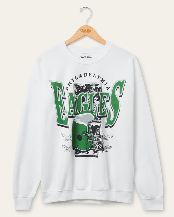 junk food clothing Philadelphia Eagles Conversion Flea Market Crew Fleece White