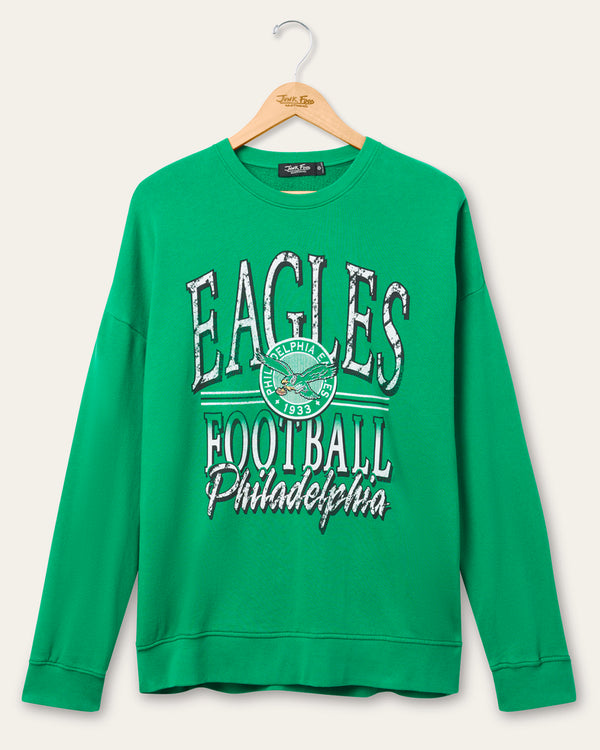 junk food clothing Philadelphia Eagles Lateral Crew Fleece Kelly