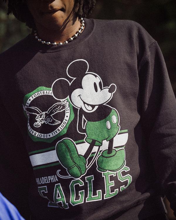Junk Food Clothing Philadelphia Eagles Mickey Crew Fleece Black