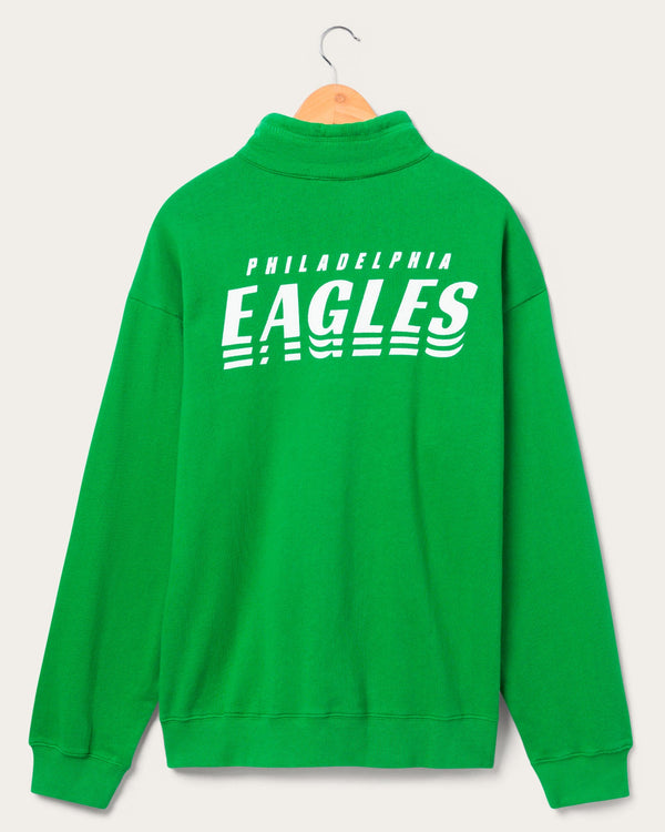 Junk Food Clothing Philadelphia Eagles Mock 1/4 Button Up Kelly
