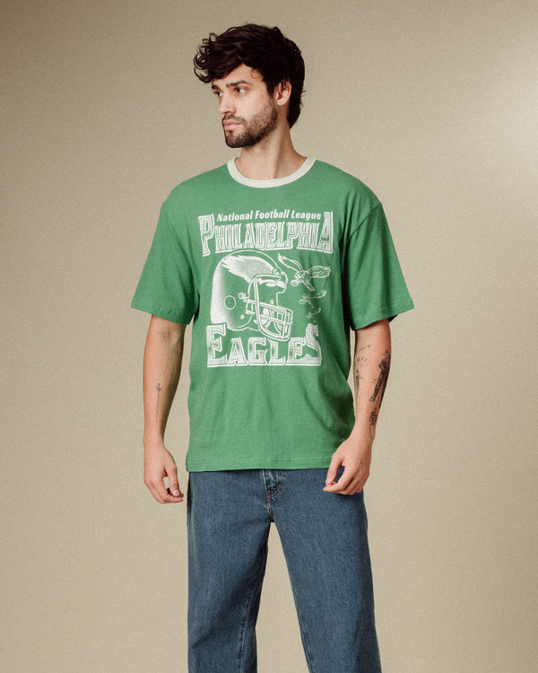 Junk Food Clothing Philadelphia Eagles Oversized Ringer Tee Kelly