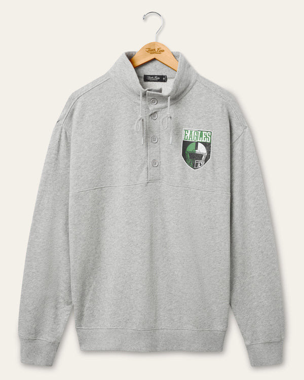 junk food clothing Philadelphia Eagles Slant 1/4 Button Up Fleece Heather Grey