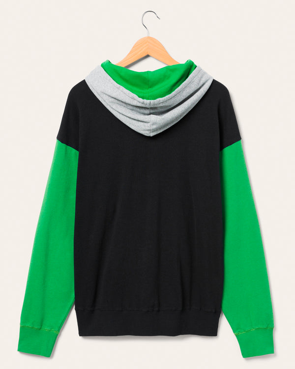 Junk Food Clothing Philadelphia Eagles Tri Color Block Hoodie Midnight/Kelly/Heather Grey