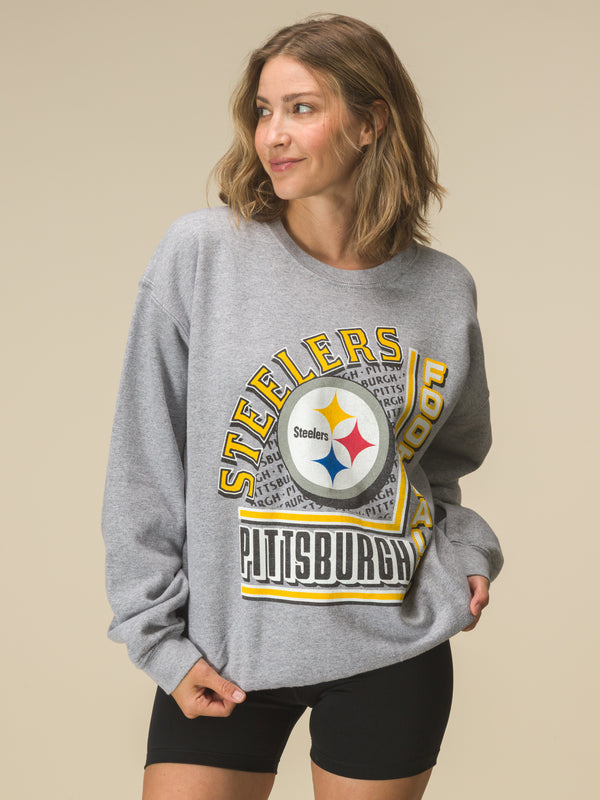 Junk Food Clothing Pittsburgh Steelers Backfield Crew Fleece Heather Grey