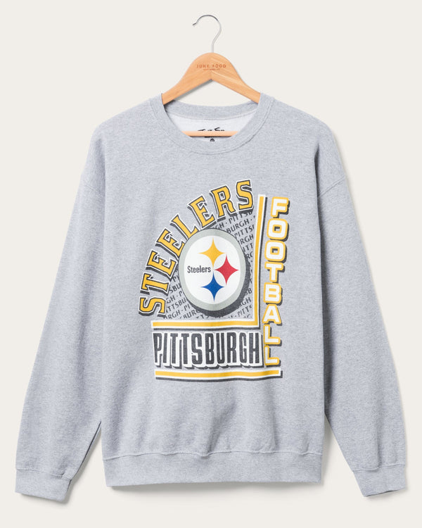 junk food clothing Pittsburgh Steelers Backfield Crew Fleece Heather Grey