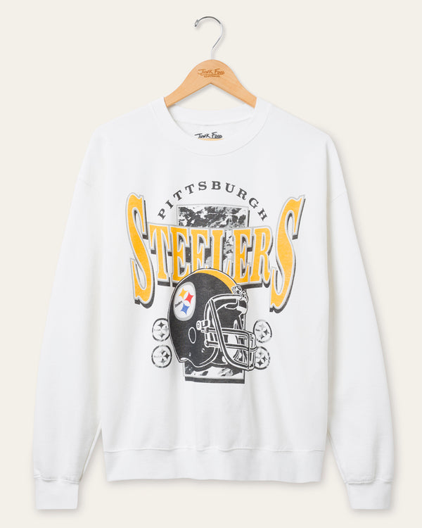 junk food clothing Pittsburgh Steelers Conversion Flea Market Crew Fleece White
