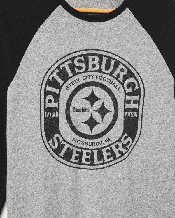 Junk Food Clothing Pittsburgh Steelers Elite Raglan Heather Grey/Black