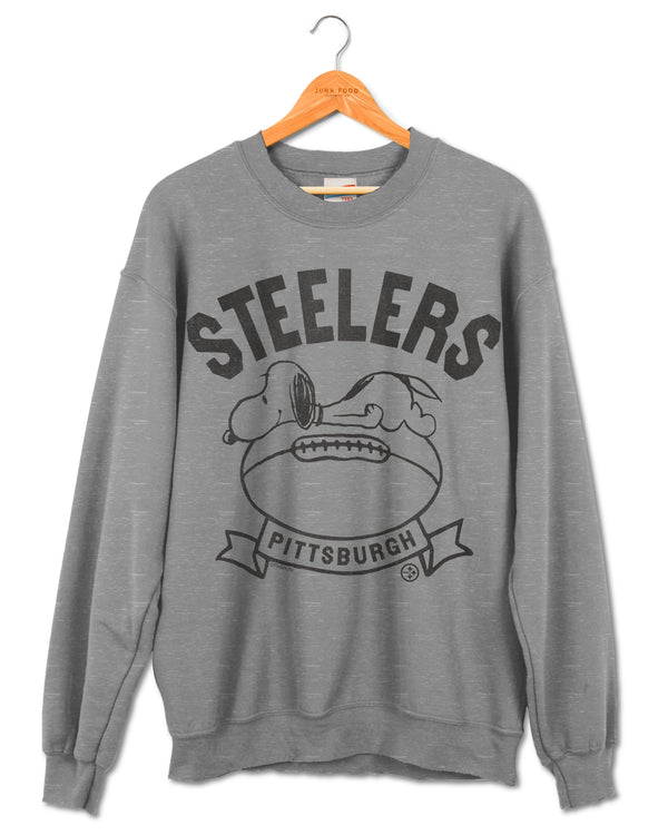 junk food clothing Pittsburgh Steelers Game on Crew Heather Grey