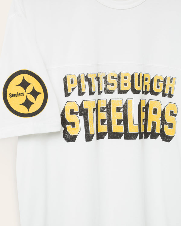 Junk Food Clothing Pittsburgh Steelers Halfback Jersey Tee Vintage White