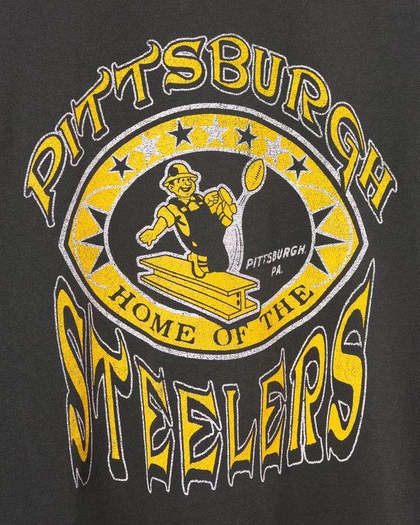 Junk Food Clothing Pittsburgh Steelers Home Vintage Tee True Black