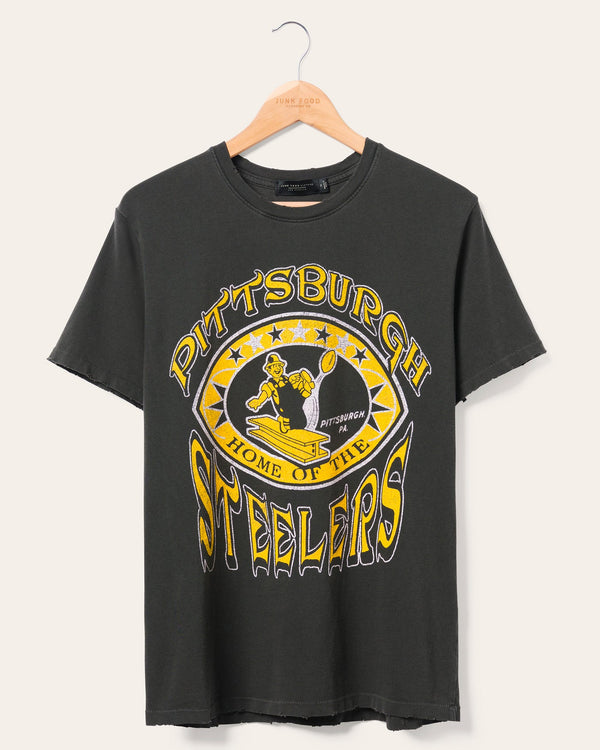 junk food clothing Pittsburgh Steelers Home Vintage Tee True Black