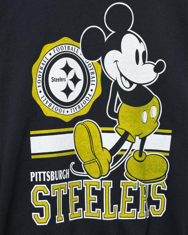 Junk Food Clothing Pittsburgh Steelers Mickey Crew Fleece Black