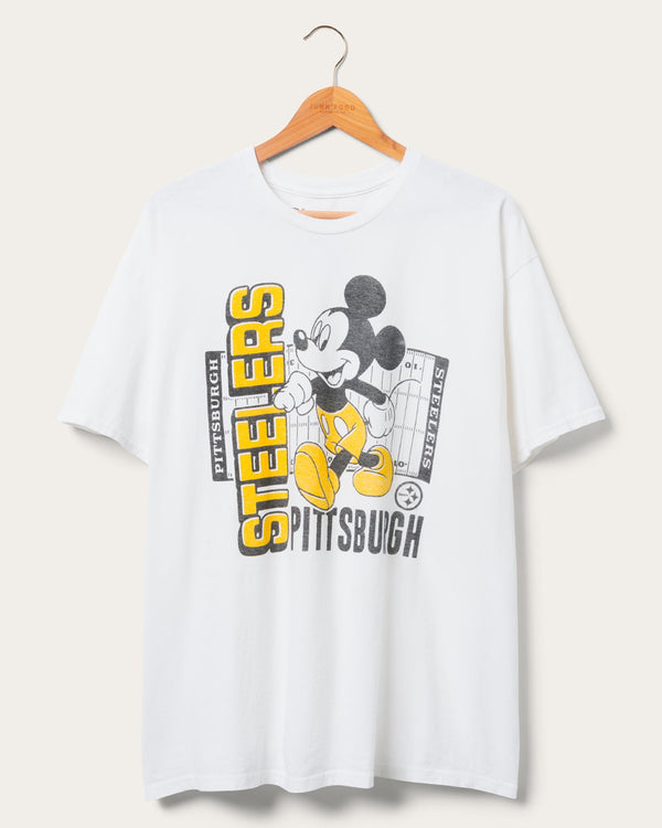 junk food clothing Pittsburgh Steelers Mickey Field Tee White