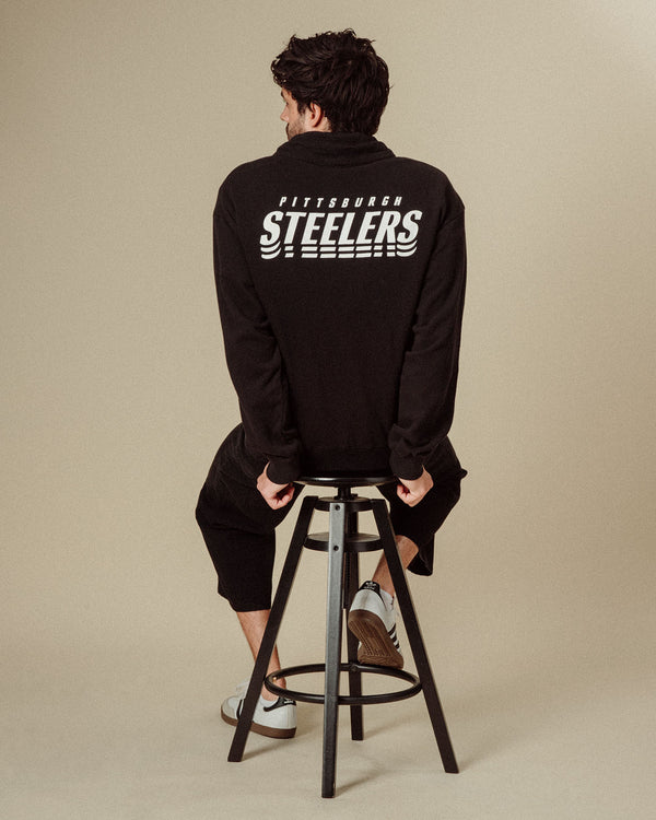 Junk Food Clothing Pittsburgh Steelers Mock 1/4 Button Up Midnight