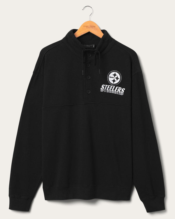 junk food clothing Pittsburgh Steelers Mock 1/4 Button Up Midnight