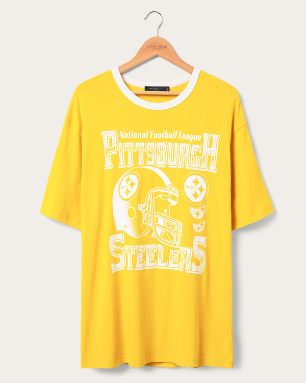 junk food clothing Pittsburgh Steelers Oversized Ringer Tee Mustard