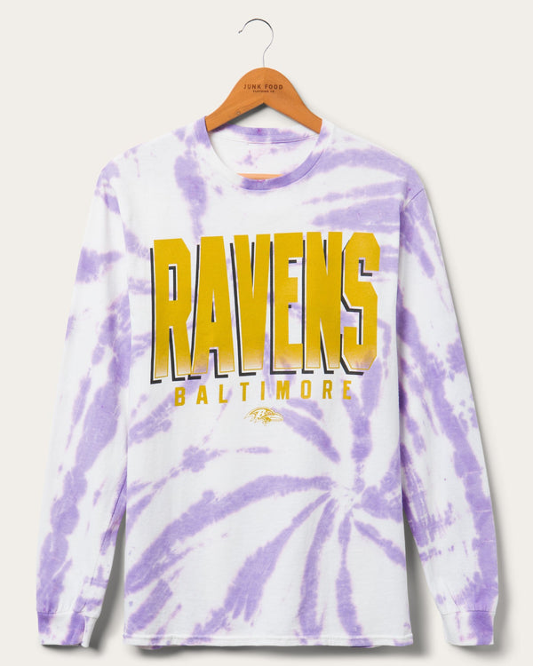 junk food clothing Ravens Game Time Tie Dye Long Sleeve PURPLE TIE-DYE