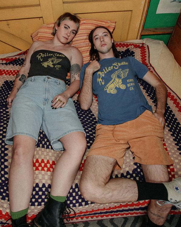 Junk Food Clothing Roller Skate Venice Beach Vintage Tee Dutch Blue