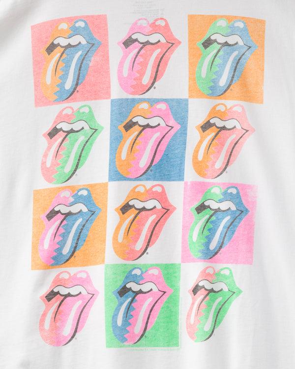 Junk Food Clothing Rolling Stones Checkered Hot Lips Oversized Tee Vintage White