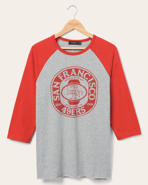 junk food clothing San Francisco 49ers Elite Raglan Heather Grey/Licorice