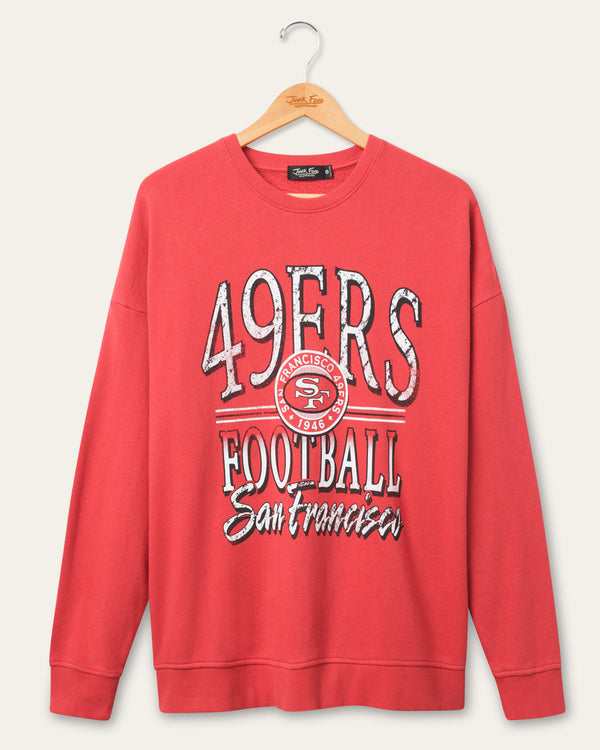junk food clothing San Francisco 49ers Lateral Crew Fleece Licorice