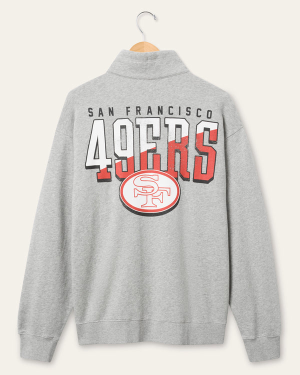 Junk Food Clothing San Francisco 49ers Slant 1/4 Button Up Fleece Heather Grey
