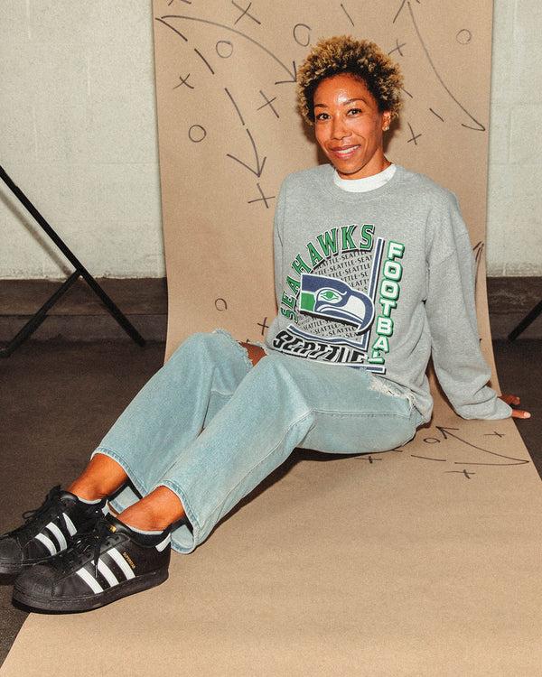 Junk Food Clothing Seattle Seahawks Backfield Crew Fleece Heather Grey