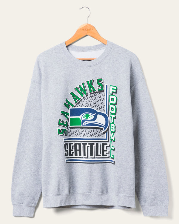 junk food clothing Seattle Seahawks Backfield Crew Fleece Heather Grey