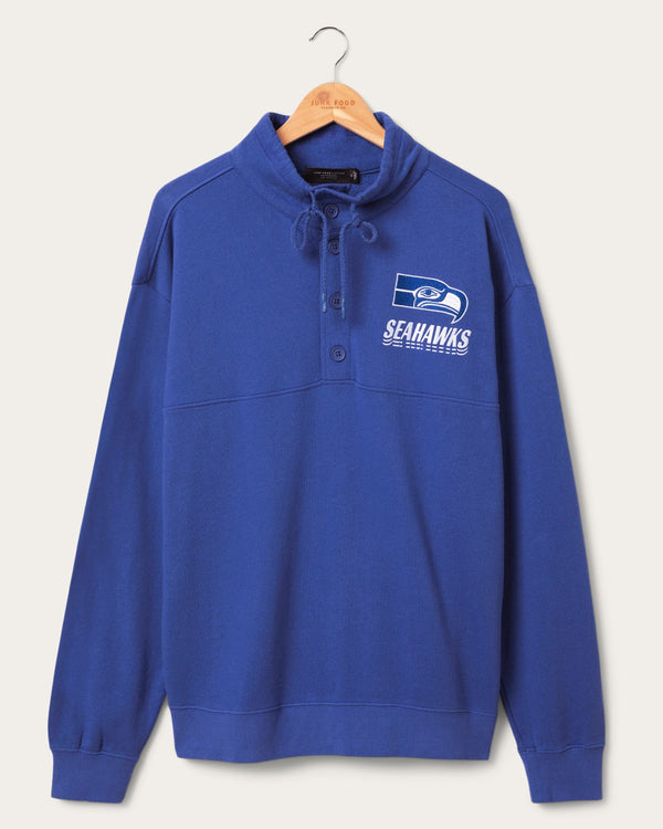 junk food clothing Seattle Seahawks Mock 1/4 Button Up Liberty