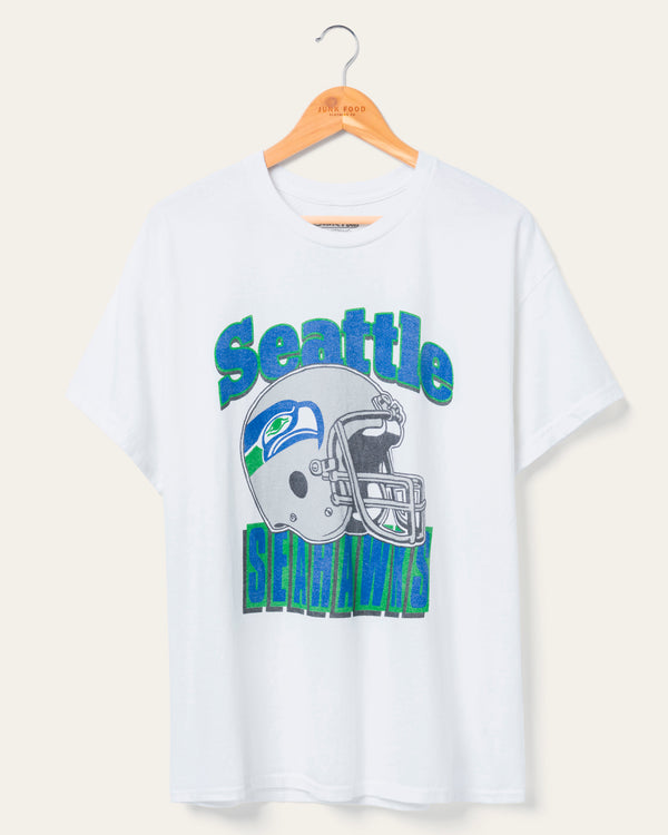 junk food clothing Seattle Seahawks Throwback Helmet Flea Market Tee White