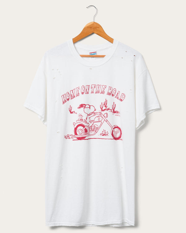junk food clothing Snoopy Home on the Road Flea Market Destroy Tee White