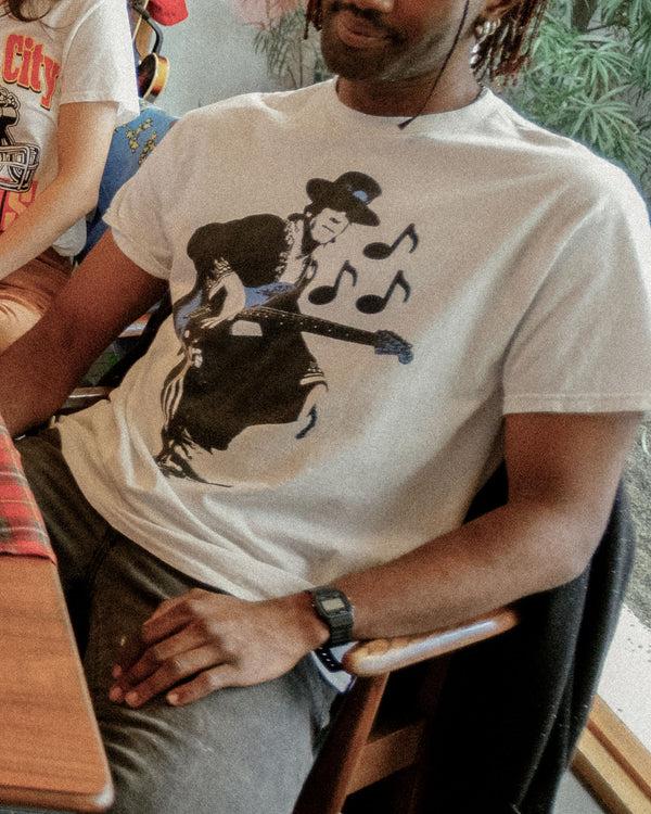 Junk Food Clothing Stevie Ray Vaughan Guitar Flea Market Tee White