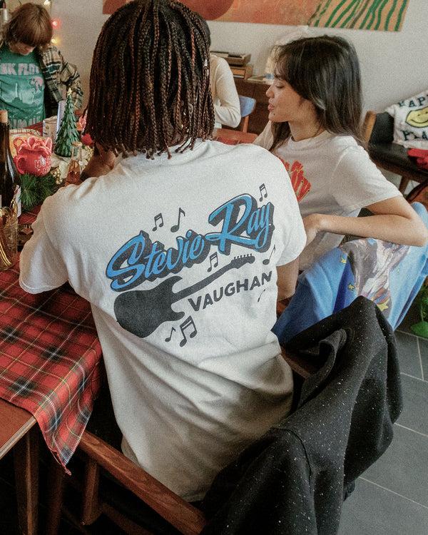 Junk Food Clothing Stevie Ray Vaughan Guitar Flea Market Tee White