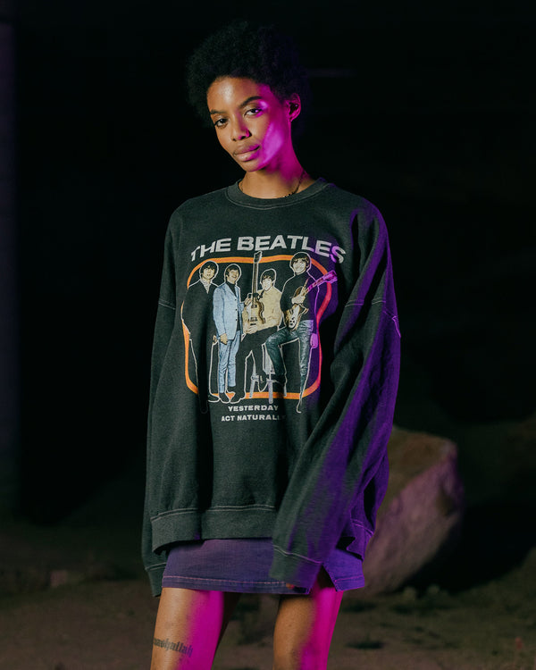 Junk Food Clothing The Beatles Guitar Pose Flea Market Fleece Black