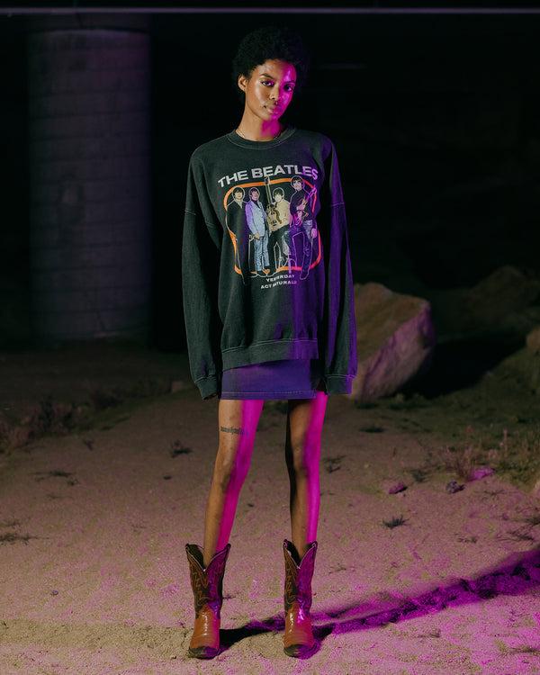 Junk Food Clothing The Beatles Guitar Pose Flea Market Fleece Black