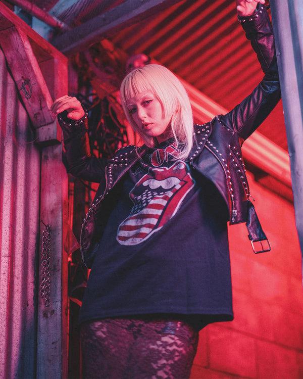 Junk Food Clothing The Rolling Stones Hot Lip Stars Vintage Tee Vintage Black