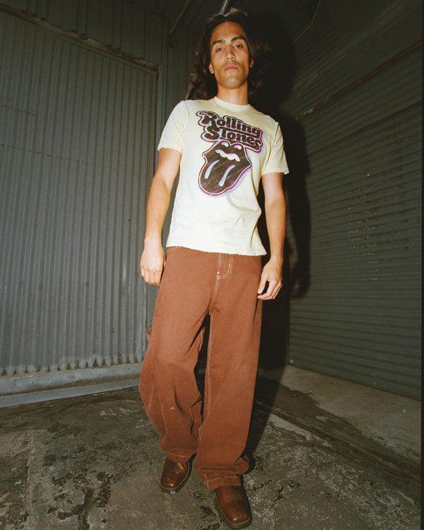 Junk Food Clothing The Rolling Stones Logo Vintage Tee Dusty Citron