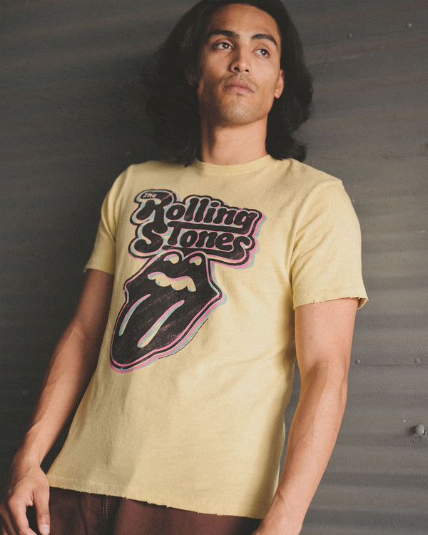 Junk Food Clothing The Rolling Stones Logo Vintage Tee Dusty Citron
