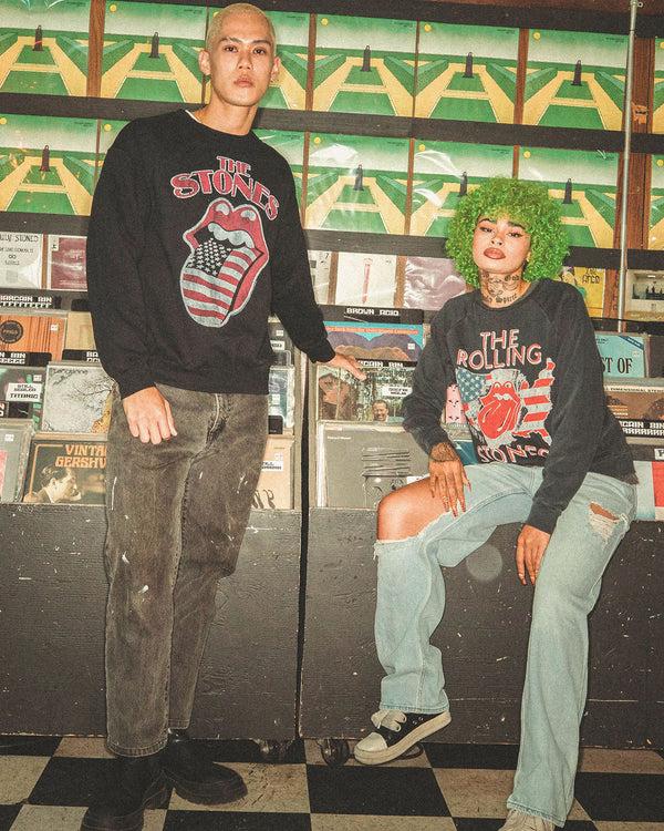 Junk Food Clothing The Rolling Stones North America 1981 Flea Market Fleece Black