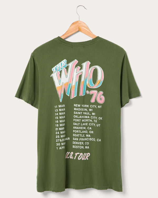 Junk Food Clothing The Who US Tour '76 Vintage Tee Deep Moss