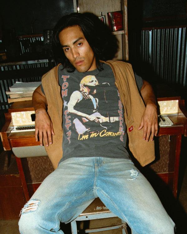 Junk Food Clothing Tom Petty Live In Concert Flea Market Tee Vintage Black
