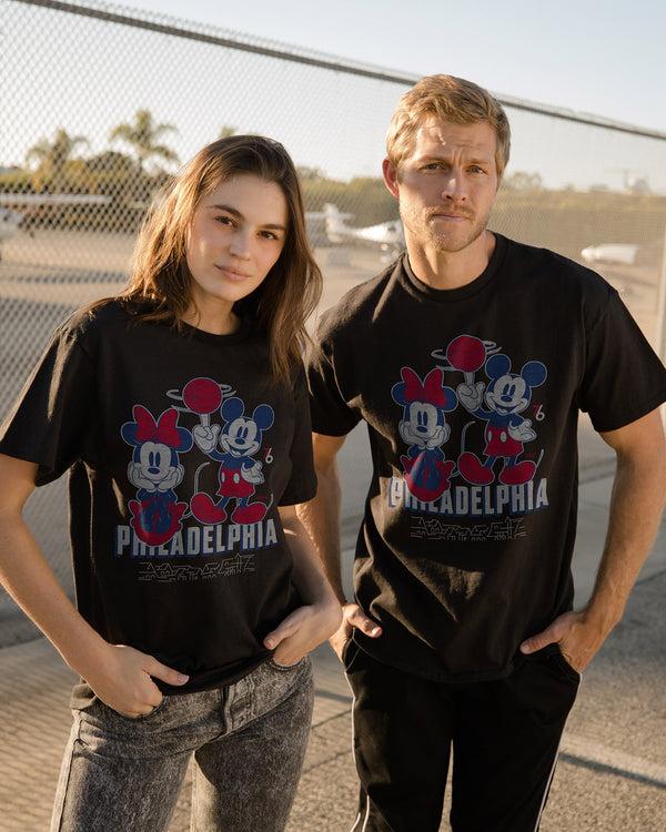 Junk Food Clothing Unisex 76ers Mickey Minnie City Edition Tee BLACK