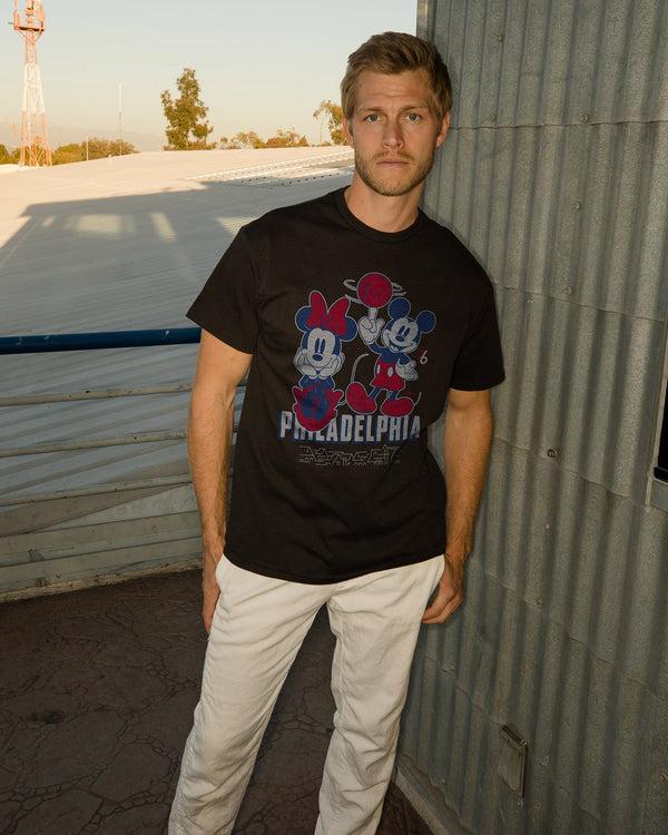 Junk Food Clothing Unisex 76ers Mickey Minnie City Edition Tee BLACK