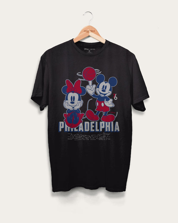 junk food clothing Unisex 76ers Mickey Minnie City Edition Tee BLACK