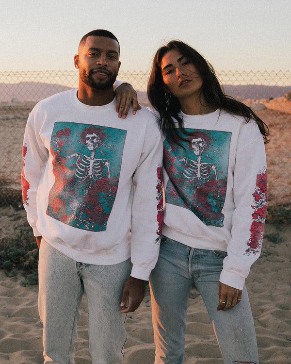 Junk Food Clothing Unisex Grateful Dead Roses Flea Market Fleece White