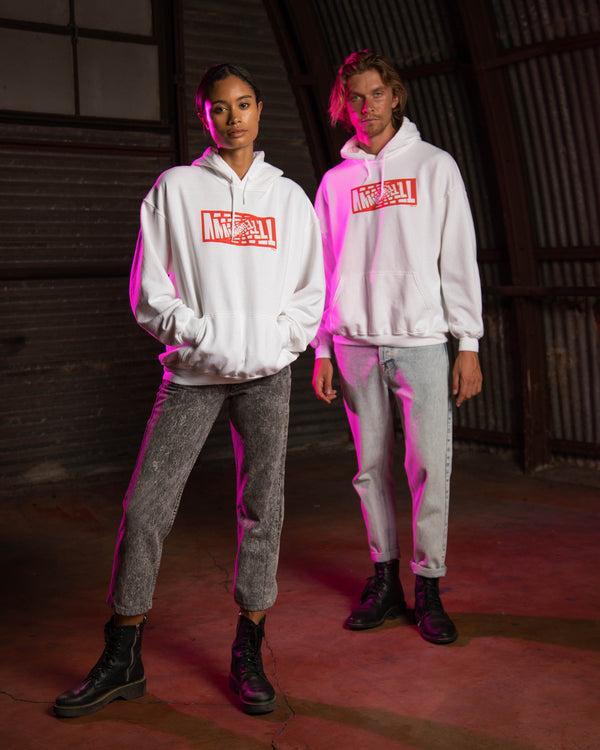 Junk Food Clothing UNISEX MARVEL SWIRL LOGO HOODIE VINTAGE WHITE